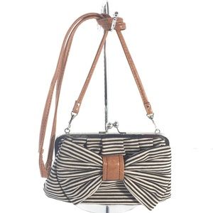 Call it Spring B&W Striped Bow Crossbody clutch